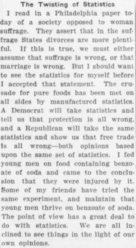 Selection from the Blackwell papers, titled "The Twisting of Statistics"