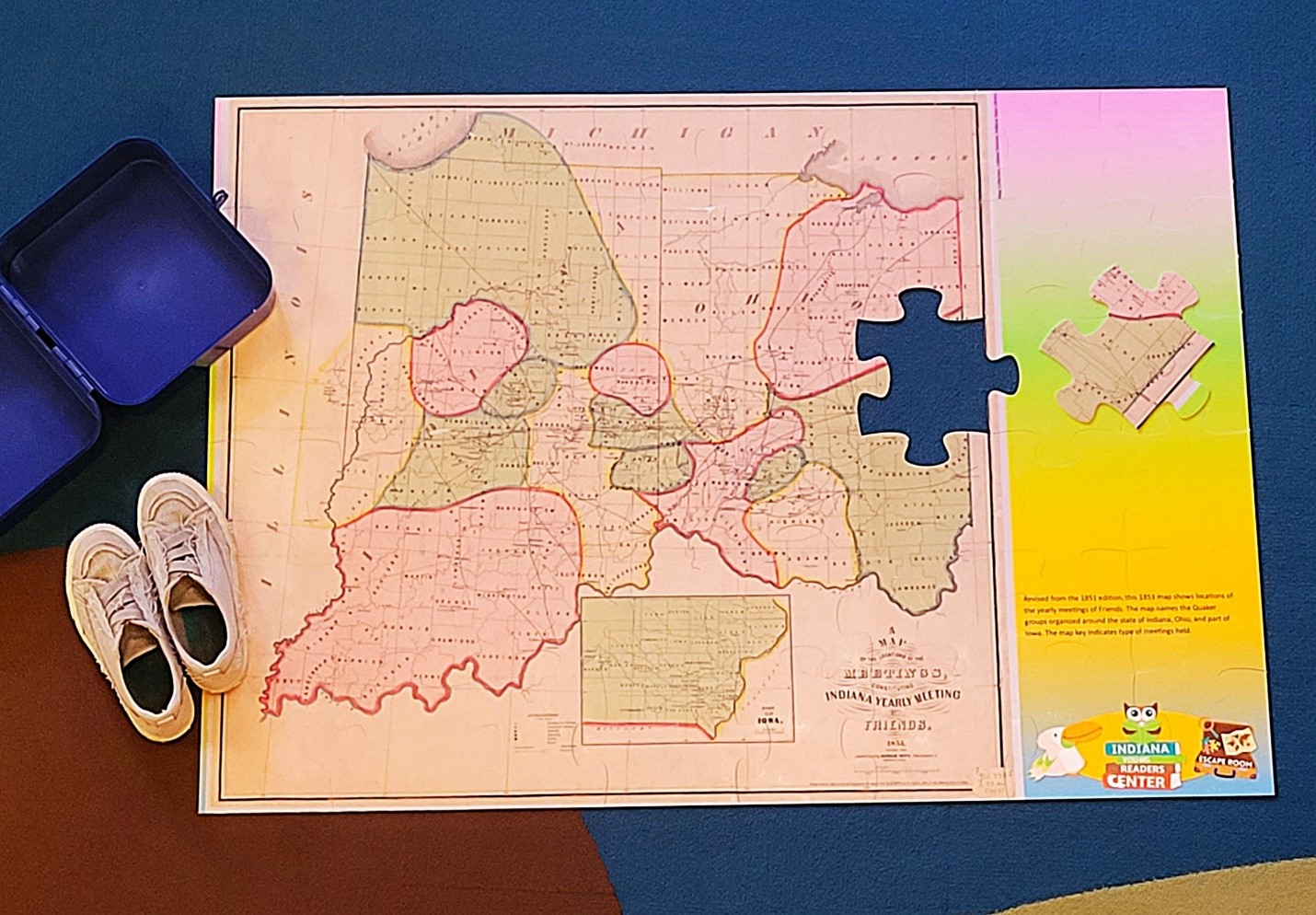 A puzzle map of the state of Ohio in 1853